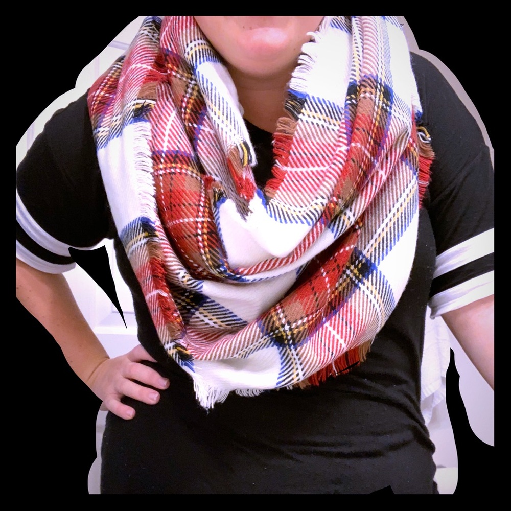 Plaid blanket scarf